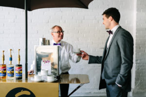 Add a Coffee Bar with Bold Color at Your Wedding Reception / 10 bold ways to wow your wedding guests as seen on Boston's Espresso Dave Coffee Catering www.espressodave.com / styling by Chancey Charm Boston / Kelly Benvenuto Photography / coffee catering boston/ wedding coffee / mobile coffee bars